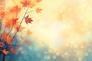 Naklejka na ściany i meble Vibrant fall foliage with soft background blur. Illustration. Generative AI