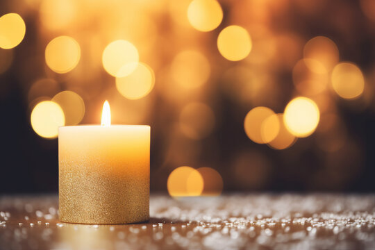 Generative ai picture candle burning in cathedral on All saints day religious holiday