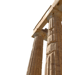 Acropolis Athens Greece, ancient Greek temple pillars  isolated on white transparent background, PNG