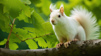 Albino Squirrel: An image of an albino squirrel perched on a tree branch