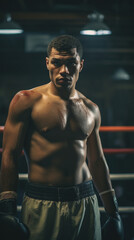 Fototapeta na wymiar Rising Star in the Boxing World: African American Athlete, Generative AI