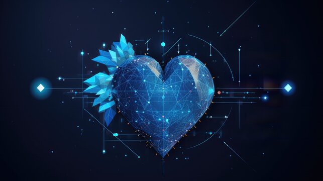 3d, Three-dimensional, Computerized heart, Ice, Background, Polygonal, Wallpaper, Frozen, Wallpaper. HEART OF ICE. 3D Abstract concet art. Representation of a cool-hearted personality.
