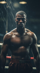Fototapeta na wymiar Champion in the Making: African American Boxer's Rise, Generative AI