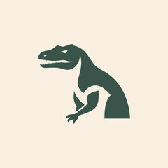 simple dinosaur minimalist green color logo vector illustration template design