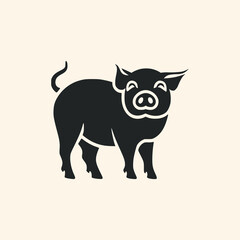 simple pig animal farm nature logo vector illustration template design
