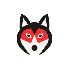 simple geometric red fox wild animal logo vector illustration template design