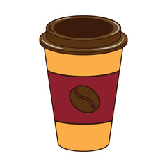 Cute clipart in autumn style with a paper cup with coffee