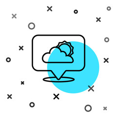 Black line Location cloud icon isolated on white background. Random dynamic shapes. Vector