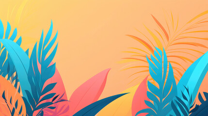 Fototapeta na wymiar Sun-Kissed Serenity: Pink and Blue Palm Vector