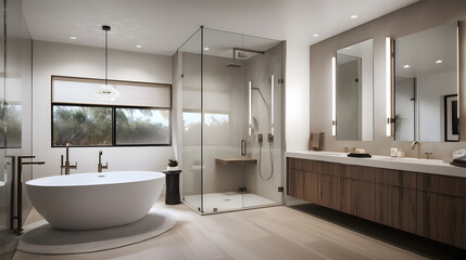 Fototapeta na wymiar badezimmer innenausstattung bad zuhause sinken spiegel design