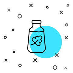 Black line Essential oil bottle icon isolated on white background. Organic aromatherapy essence. Skin care serum glass drop package. Random dynamic shapes. Vector