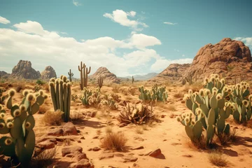 Fotobehang landscape of cactus in the desert © ananda