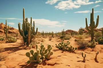 Schilderijen op glas landscape of cactus in the desert © ananda