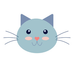 Cute cat face. Pet, animal. Vector, isolated on white background.