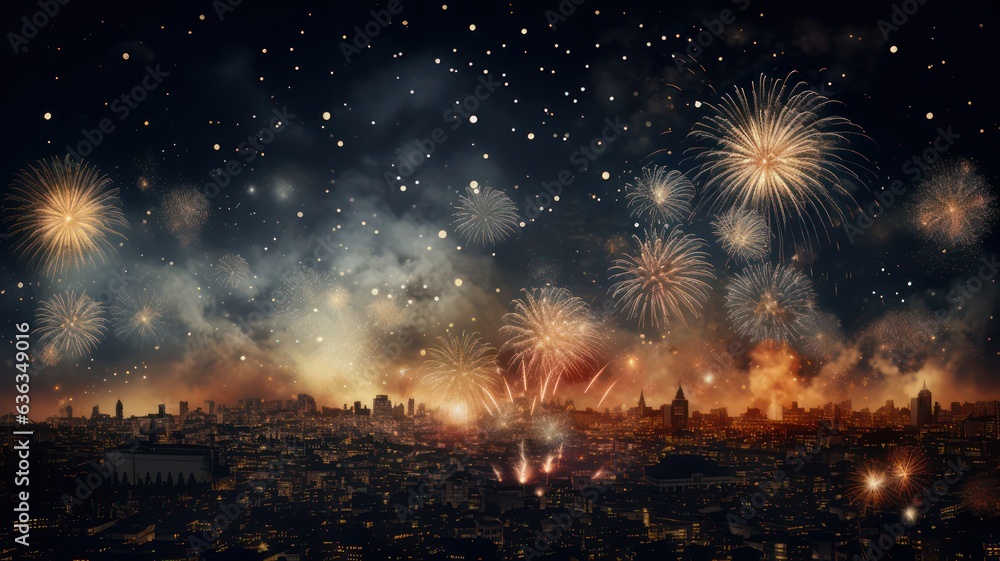 Poster Silvester fireworks background created with Generative AI