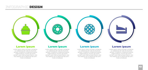 Set Cake, Donut, Homemade pie and Piece of cake. Business infographic template. Vector