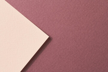 Fototapeta premium Rough kraft paper background, paper texture red burgundy beige colors. Mockup with copy space for text.