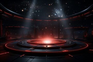 Podium Futuristic Sci fi 3D Rendering Alien blue Neon Glass Modern Empty cyber punk gaming neon light headphones