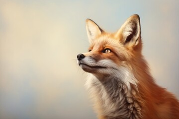 Fox portrait on minimalistic background. AI generated