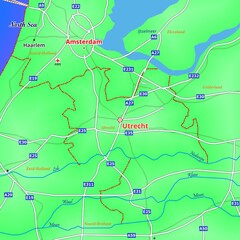 Illustrated Map of  Utrecht City in Netherlands