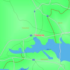 Illustrated Map of  Västerås City in Sweden