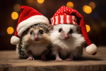 Fototapeta na wymiar Funny Christmas animals