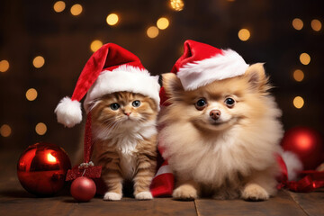 Fototapeta na wymiar Funny Christmas animals