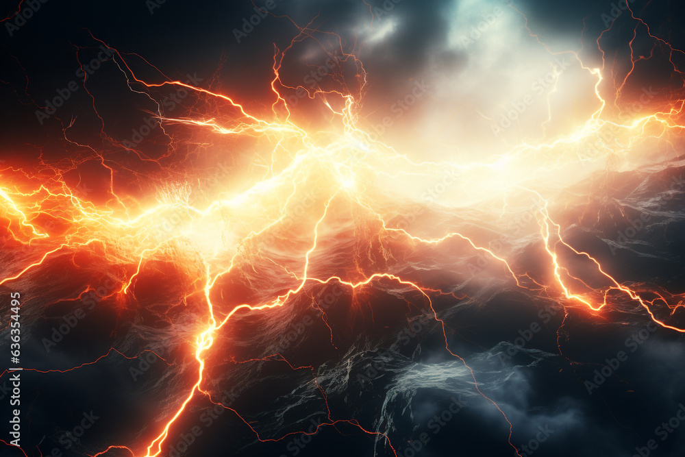 Poster lightning strike colored 3d rendering element