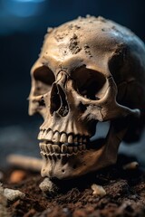 Human skull portrait. Generative Ai