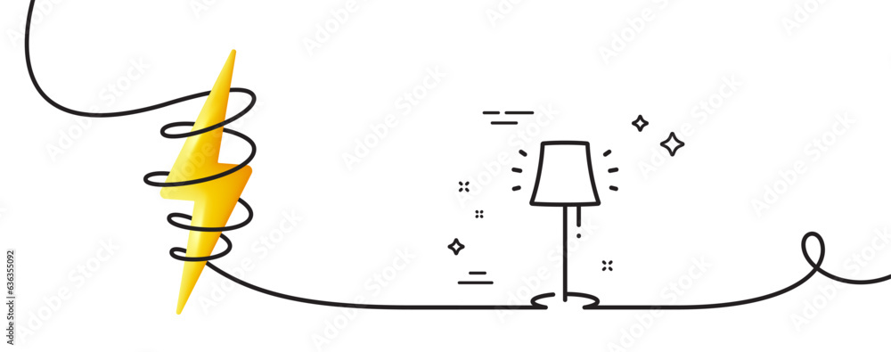 Poster stand lamp line icon. continuous one line with curl. floor light sign. interior illuminate symbol. s