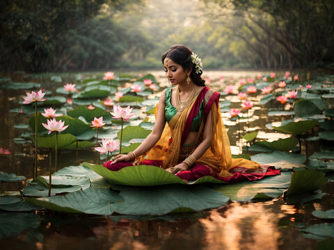 Lotus Serenity: Strong Man's Tranquil Connection with Nature