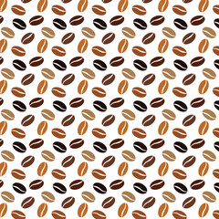 Colored Coffee Beans Seamless Vector Pattern