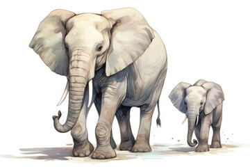 Fototapeta premium Cute cartoon elephant illustration (AI Generated) 