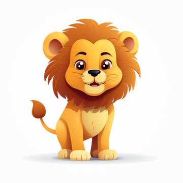 Cute cartoon lion illustration (AI Generated) 