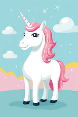 Obraz na płótnie Canvas Cute cartoon unicorn illustration (AI Generated) 