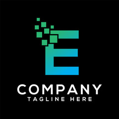 Letter E technology logo design vector