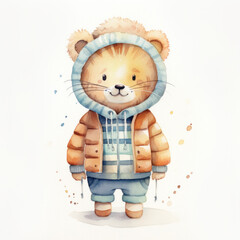 Fototapeta premium Cute cartoon cat illustration (AI Generated) 