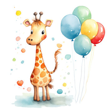 Cute cartoon giraffe illustration (AI Generated) 