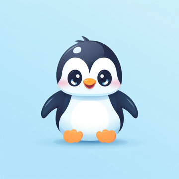 Cute cartoon pinguin illustration (AI Generated) 