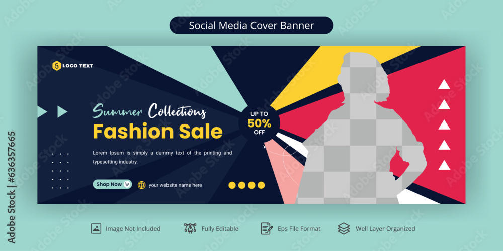 Wall mural Summer Collections Fashion Sale Social Media Facebook Cover Banner Template