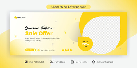Summer Collections Fashion Sale Social Media Facebook Cover Banner Template
