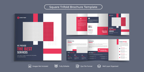 Corporate business square trifold brochure design template