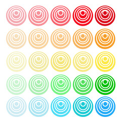 Set of circles with intersecting white circle lines