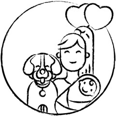 Obraz premium Hand drawn girl and baby icon