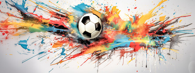 creative image soccer sport, football ball, art watercolors colorful banner 
