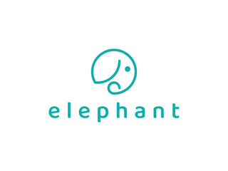 abstract minimal elephant line style logo design