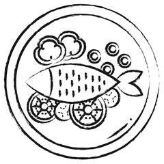 Hand drawn Fish dish icon