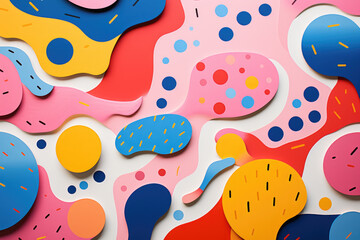 Naklejka premium Aesthetic geometric background with riso print effect. Abstract geometric shapes and lines. Grainy color fades, large shapes, exaggerated figures and layering of different subjects in risograph style