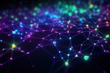 Naklejka na ściany i meble abstract futuristic Digital Network Matrix - Abstract Technology Connection Concept,