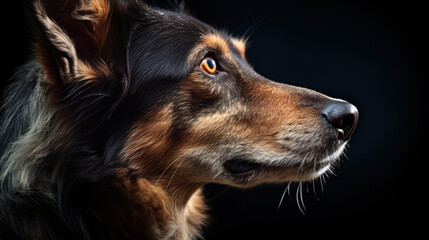 Dog in front of a black background illustration (AI Generated)
